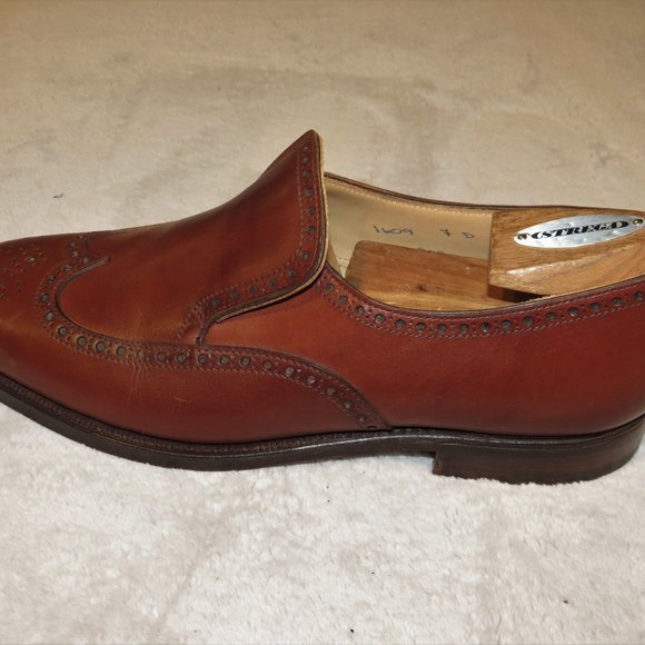 Peal & Co x Crockett & Jones Raywood Brown Leather Brogue Loafer 7D NWB $700 main image 11